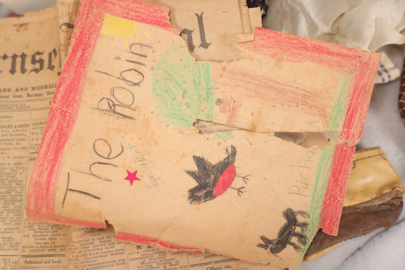 Lot 093 - Vintage "Proof Of Life" Junk Drawer Box Lot Belonging To Annie Casslake, With Ephemera, Textiles, Jewelry, Shoes, Passport, Bottles, And More