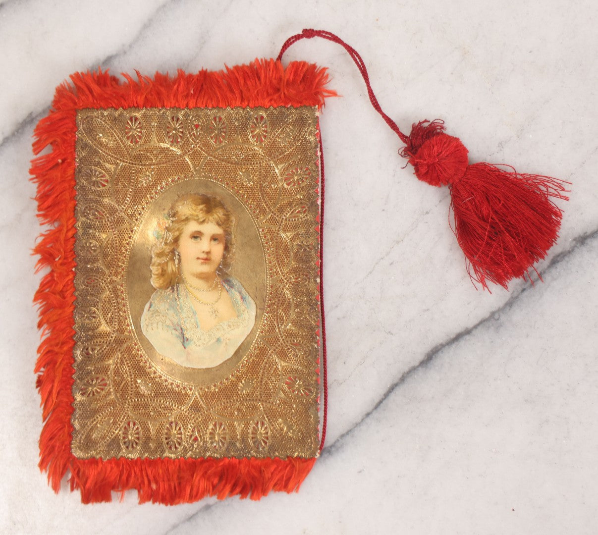 Lot 096 - Grouping Of Eight Antique Holiday Greeting Cards With Fabric Fringe, Including New Year's And Easter Lithograph Cards