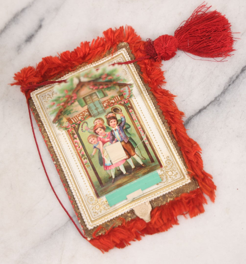 Lot 096 - Grouping Of Eight Antique Holiday Greeting Cards With Fabric Fringe, Including New Year's And Easter Lithograph Cards
