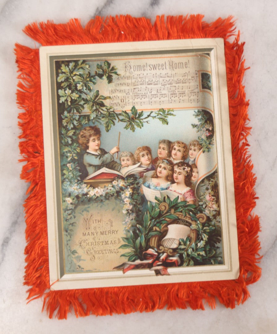 Lot 096 - Grouping Of Eight Antique Holiday Greeting Cards With Fabric Fringe, Including New Year's And Easter Lithograph Cards