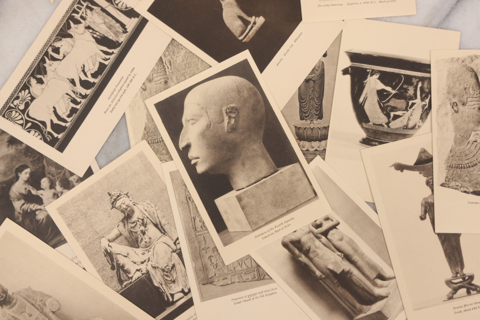 Lot 098 - Grouping Of Fifteen Vintage Museum Of Fine Arts Boston Postcards Featuring Photos Of Sculptures And Works Of Art, Printed In Great Britain At The Oxford University Press, Some With Pencil Writing On Verso