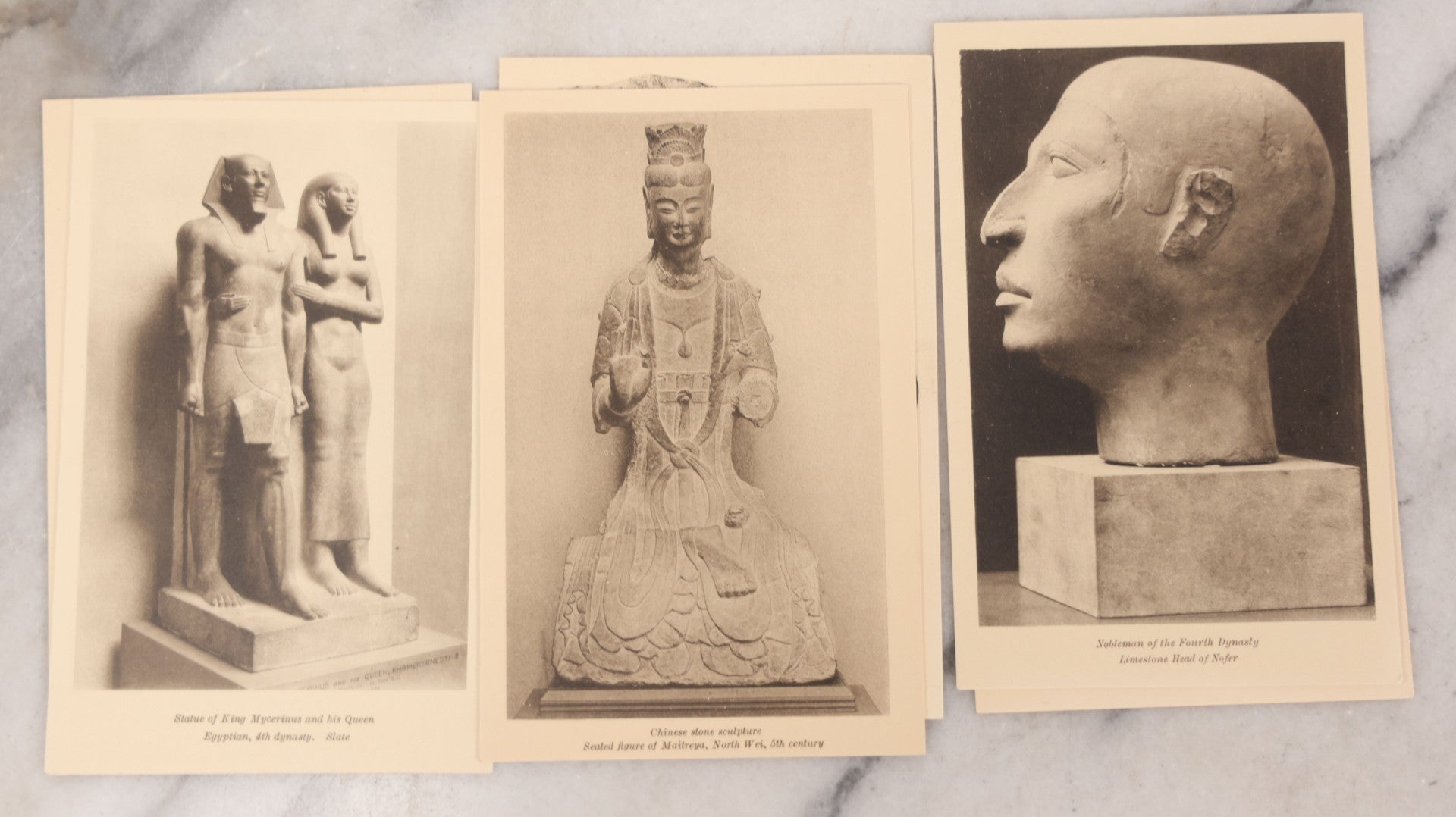 Lot 098 - Grouping Of Fifteen Vintage Museum Of Fine Arts Boston Postcards Featuring Photos Of Sculptures And Works Of Art, Printed In Great Britain At The Oxford University Press, Some With Pencil Writing On Verso