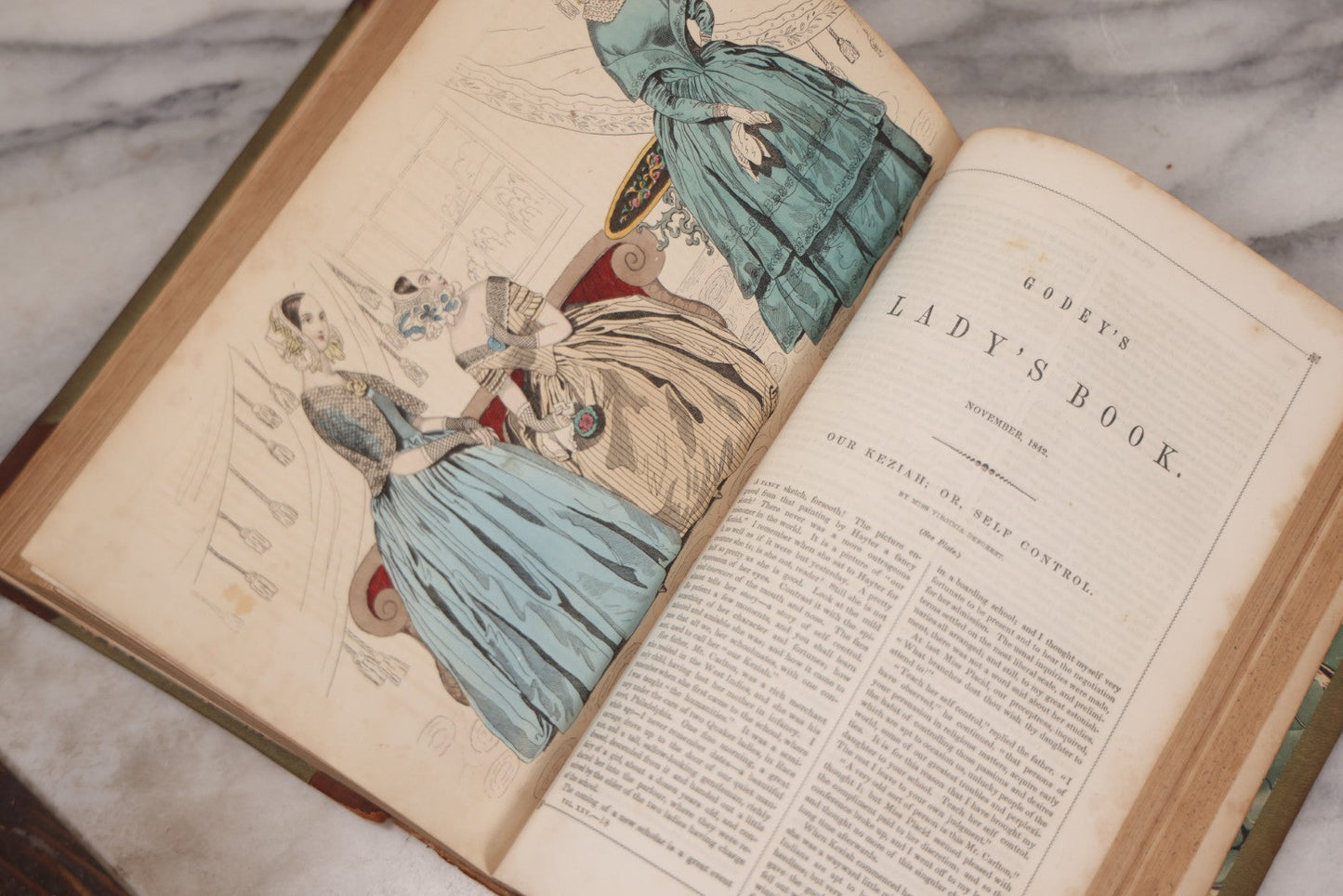 Lot 118 - "Godey's Lady's Book And Ladies American Magazine" Antique Compendium Book, Vol. XXIV, January–June 1842, Antique Book With Engravings, Published By Louis A. Godey, Publisher's Hall, Philadelphia