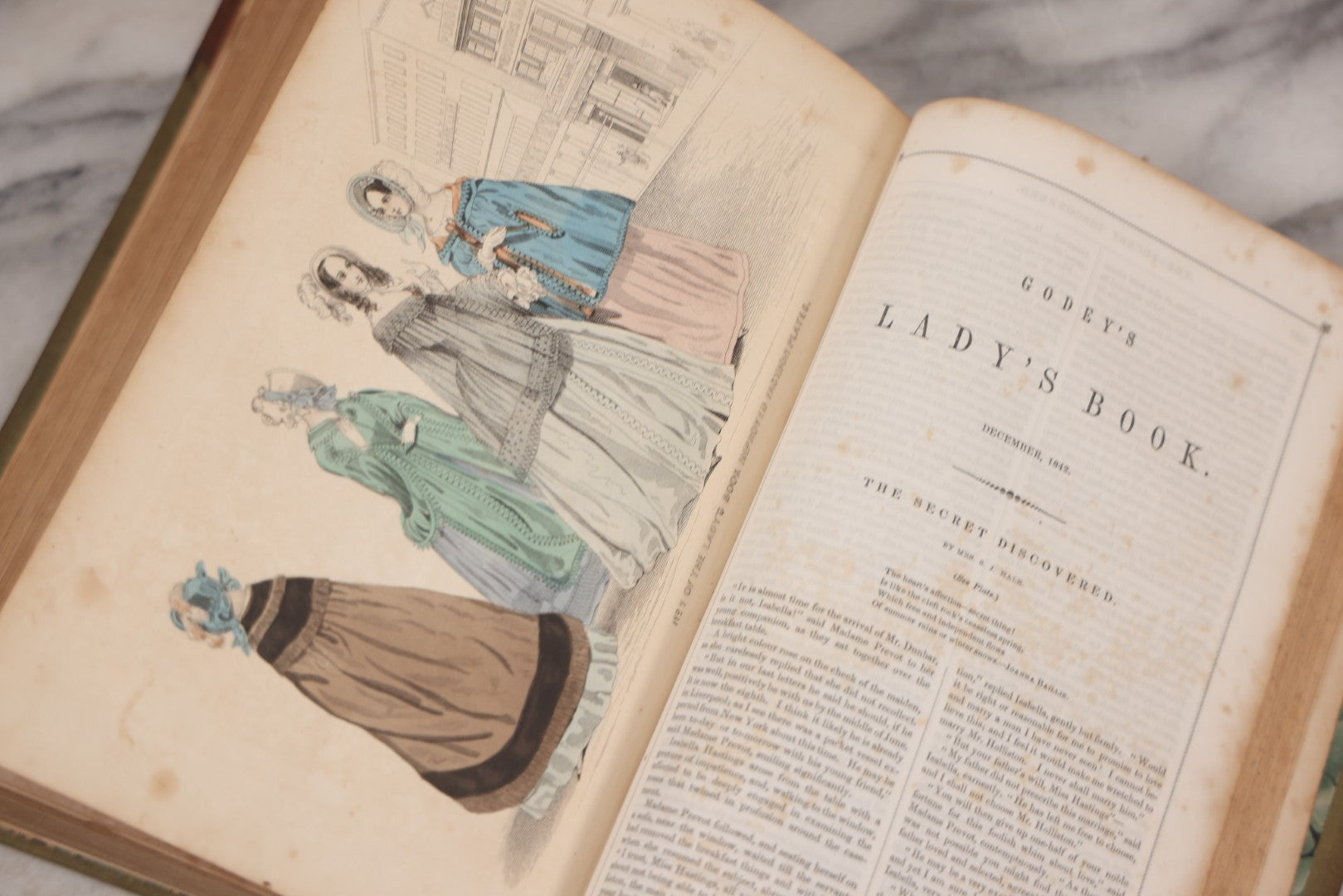 Lot 118 - "Godey's Lady's Book And Ladies American Magazine" Antique Compendium Book, Vol. XXIV, January–June 1842, Antique Book With Engravings, Published By Louis A. Godey, Publisher's Hall, Philadelphia