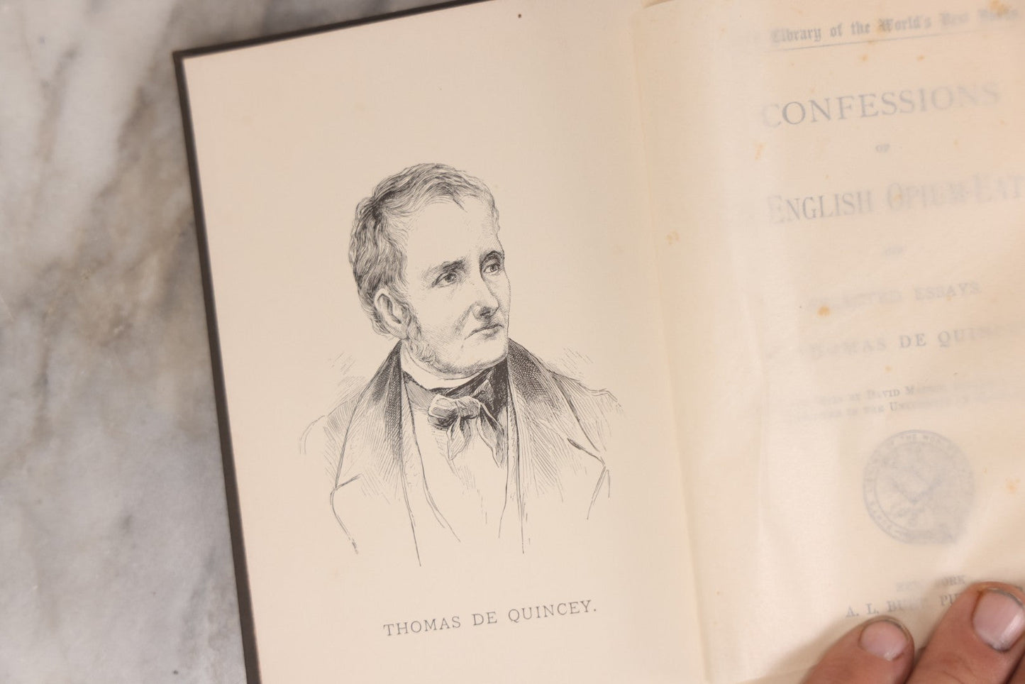 Lot 125 - "Confessions Of An English Opium Eater And Selected Essays," Antique Book By Thomas De Quincey, Published By A.L. Burt, New York, Circa 1900