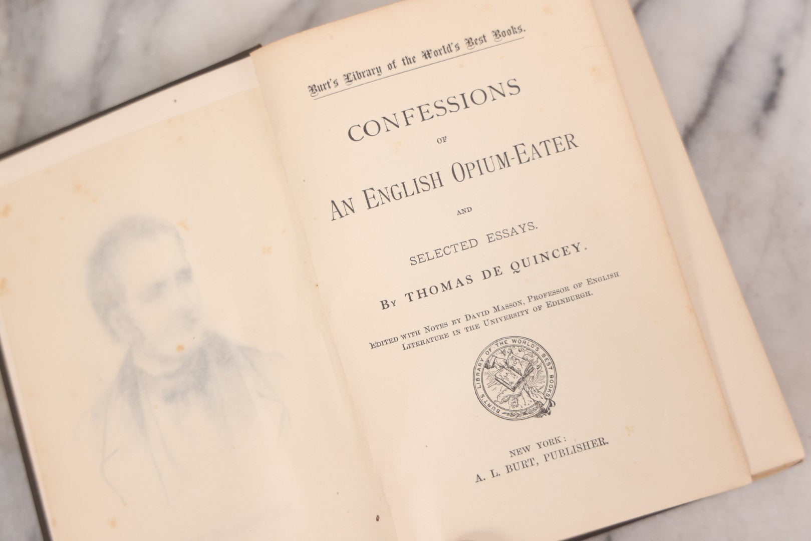 Lot 125 - "Confessions Of An English Opium Eater And Selected Essays," Antique Book By Thomas De Quincey, Published By A.L. Burt, New York, Circa 1900