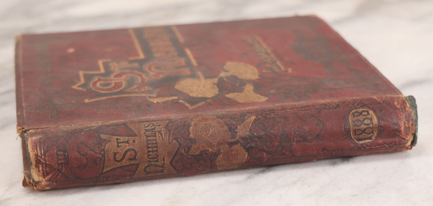 Lot 130 - "St. Nicholas: Volume XV. Part I. Six Months - November 1887 To April 1888" Antique Collected And Bound Editions Of St. Nicholas Children's Magazine Journal,  Engravings, Poetry And Prose, Printed By The Century Co