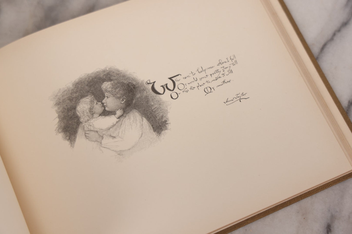 Lot 131 - "Baby's Kingdom" Antique Illustrated Baby Book With Gilt Embossed Clovers And Lettering On Cover, Gilt Foredge, Some Records Of Baby Harold Schenck, Born July 1892, With Calligraphy And Memos From Parents On 10+ Pages