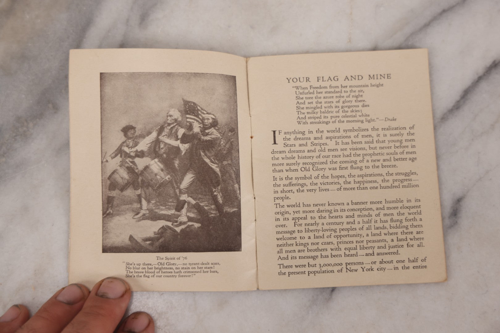 Lot 133 - "Your Flag And Mine" Antique Illustrated Booklet On The History Of The American Flag, Advertising On Back Cover For Hendlers Ice Cream: "On Your Way Take Home A Brick," Published By National Committee On Patriotic Literature, New York, 1917