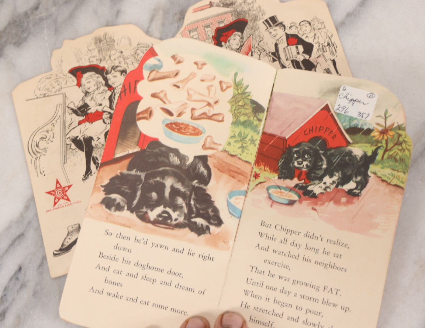 Lot 136 - Grouping Of Three Vintage Die Cut Children's Booklets Including "Tatters" And "Chipper," With Dogs On Cover, Published By Whitman Publishing Co., 1949, And "The Happy Days Of Tess And Ted," Shoe Store Advertising