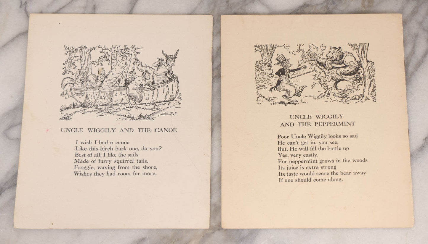 Lot 139 - Grouping Of Four Vintage Children's Booklets Including "Uncle Wiggily And The Canoe" And "Uncle Wiggily And The Peppermint," Pub. By The Platt & Munk Co., 1939, "The Little Red Hen And The Grain Of Wheat," "Mistress Mary And Other Rhymes"