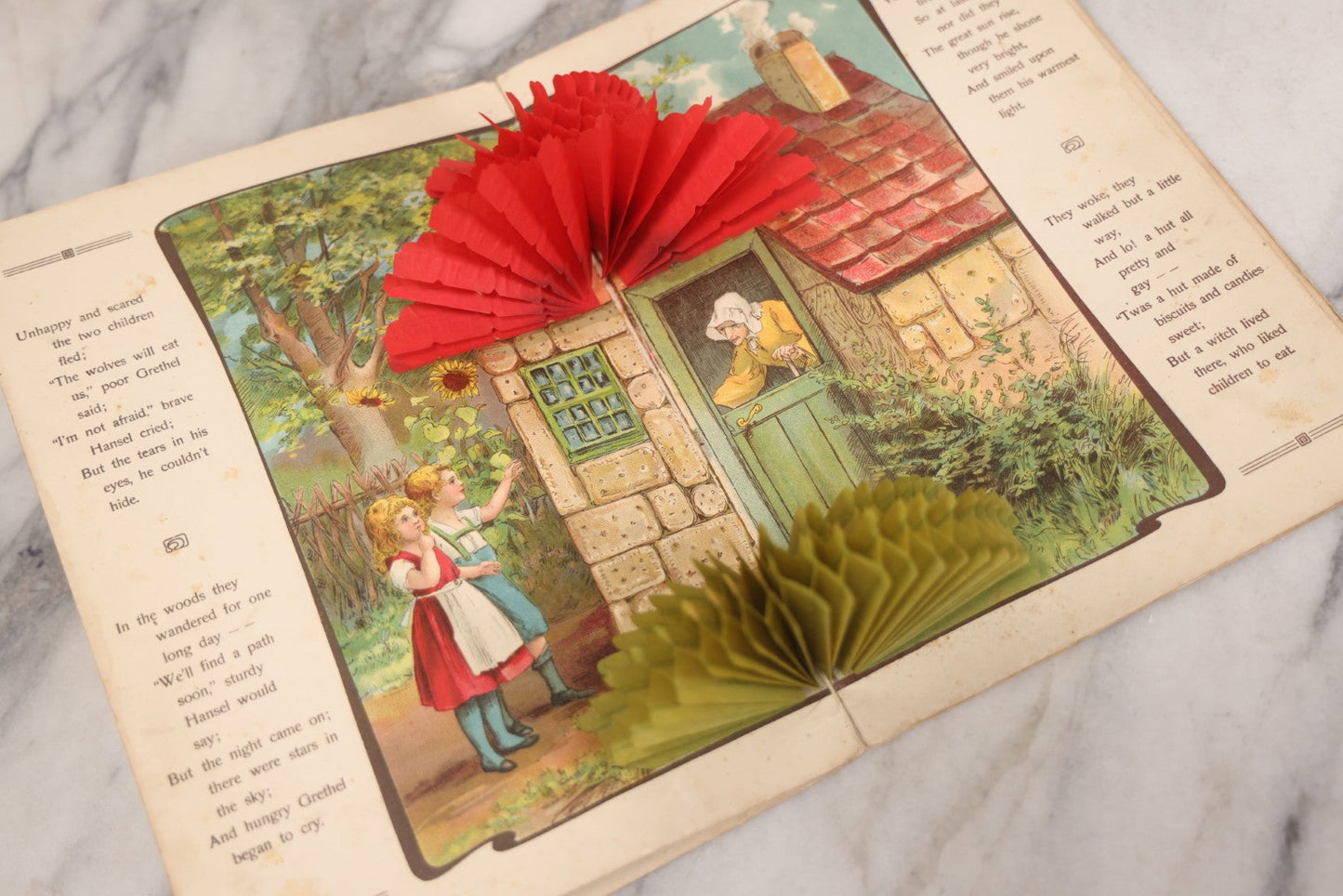 Lot 141 - Pair Of Antique German Pop-Up Fairytale Books Including "Hansel And Grethel" And "Cinderella," Triumph Editions, Published By B. Wilmsen, Philadelphia, Printed In Germany With Accordion Crepe Paper Pop-Ups, Circa 1895