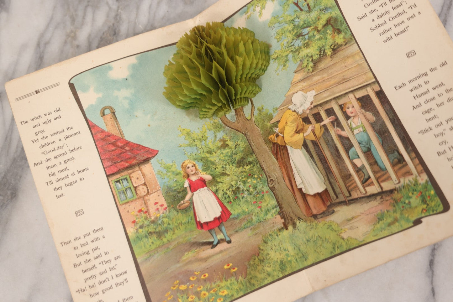 Lot 141 - Pair Of Antique German Pop-Up Fairytale Books Including "Hansel And Grethel" And "Cinderella," Triumph Editions, Published By B. Wilmsen, Philadelphia, Printed In Germany With Accordion Crepe Paper Pop-Ups, Circa 1895