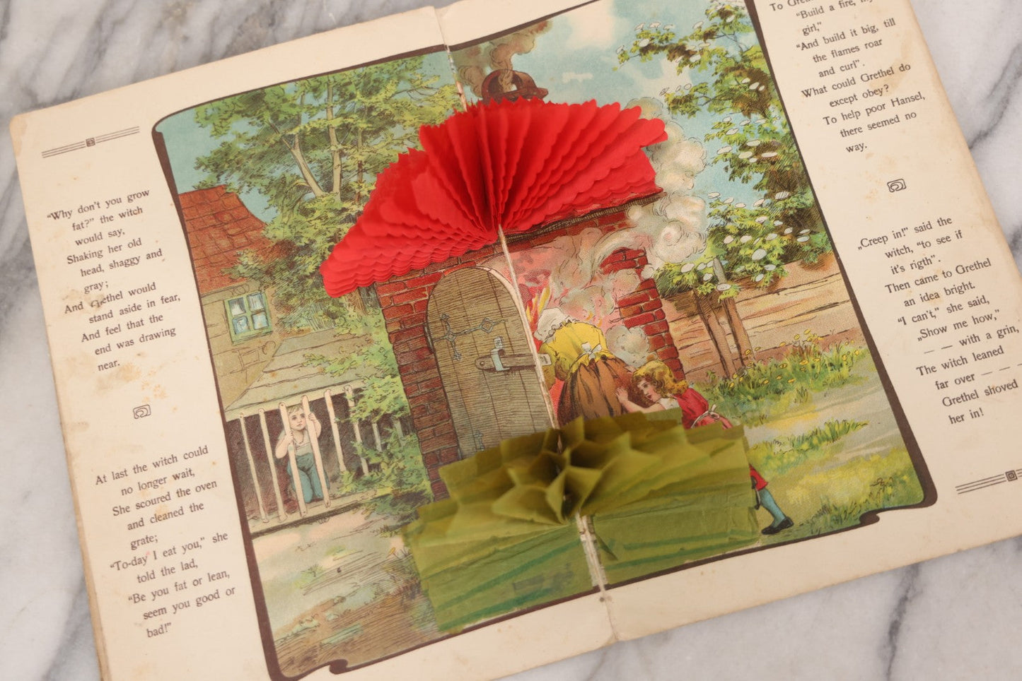Lot 141 - Pair Of Antique German Pop-Up Fairytale Books Including "Hansel And Grethel" And "Cinderella," Triumph Editions, Published By B. Wilmsen, Philadelphia, Printed In Germany With Accordion Crepe Paper Pop-Ups, Circa 1895