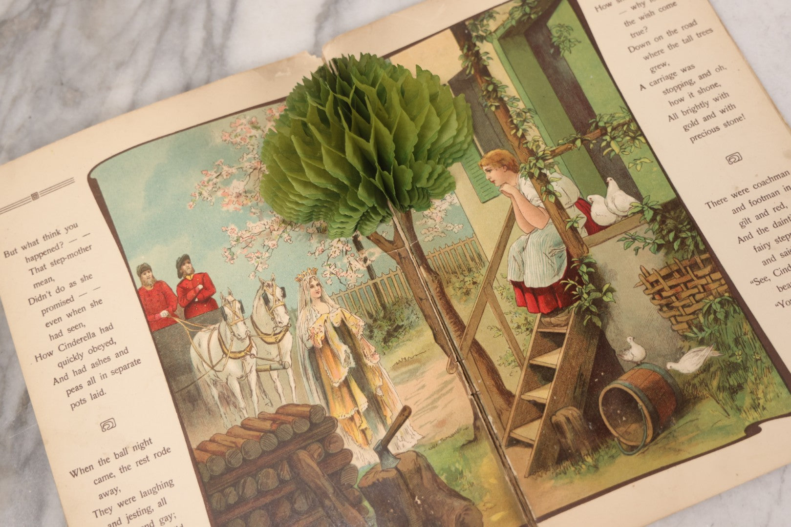 Lot 141 - Pair Of Antique German Pop-Up Fairytale Books Including "Hansel And Grethel" And "Cinderella," Triumph Editions, Published By B. Wilmsen, Philadelphia, Printed In Germany With Accordion Crepe Paper Pop-Ups, Circa 1895