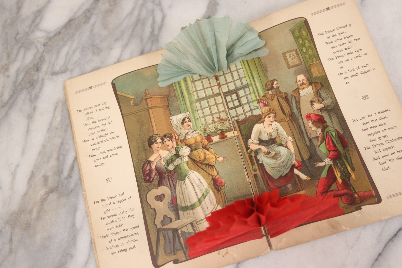Lot 141 - Pair Of Antique German Pop-Up Fairytale Books Including "Hansel And Grethel" And "Cinderella," Triumph Editions, Published By B. Wilmsen, Philadelphia, Printed In Germany With Accordion Crepe Paper Pop-Ups, Circa 1895