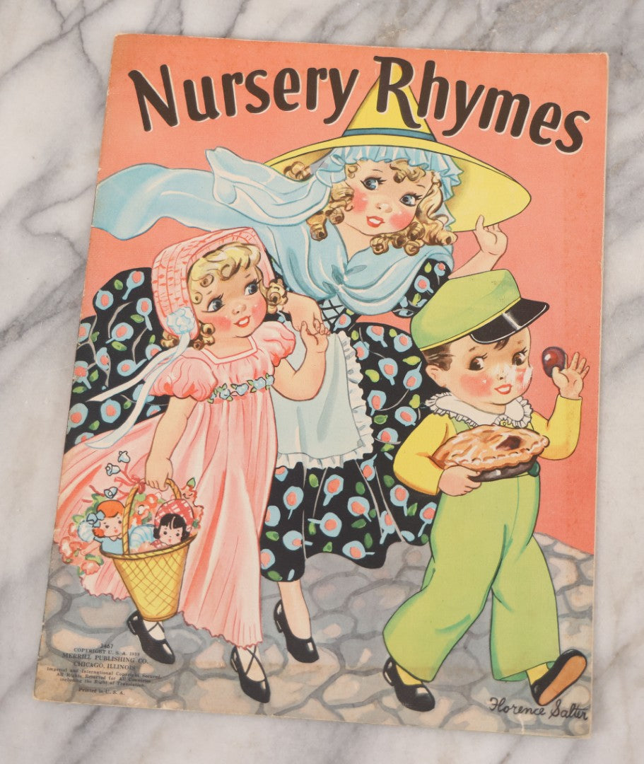 Lot 142 - Pair Of Vintage Children's Booklets Including "Nursery Rhymes" And "A.B.C.," Both Published By Merrill Publishing Co., Chicago, Illinois, 1939, Illustrated By Florence Salter