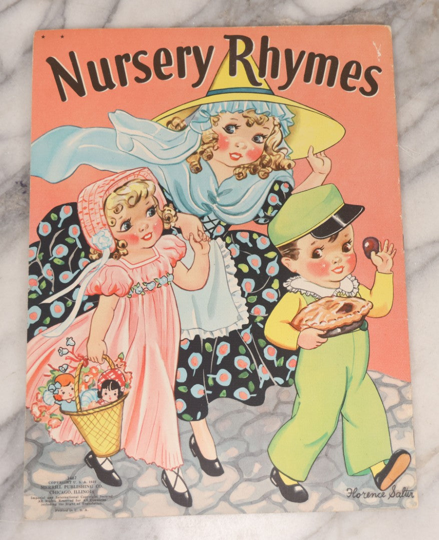 Lot 142 - Pair Of Vintage Children's Booklets Including "Nursery Rhymes" And "A.B.C.," Both Published By Merrill Publishing Co., Chicago, Illinois, 1939, Illustrated By Florence Salter