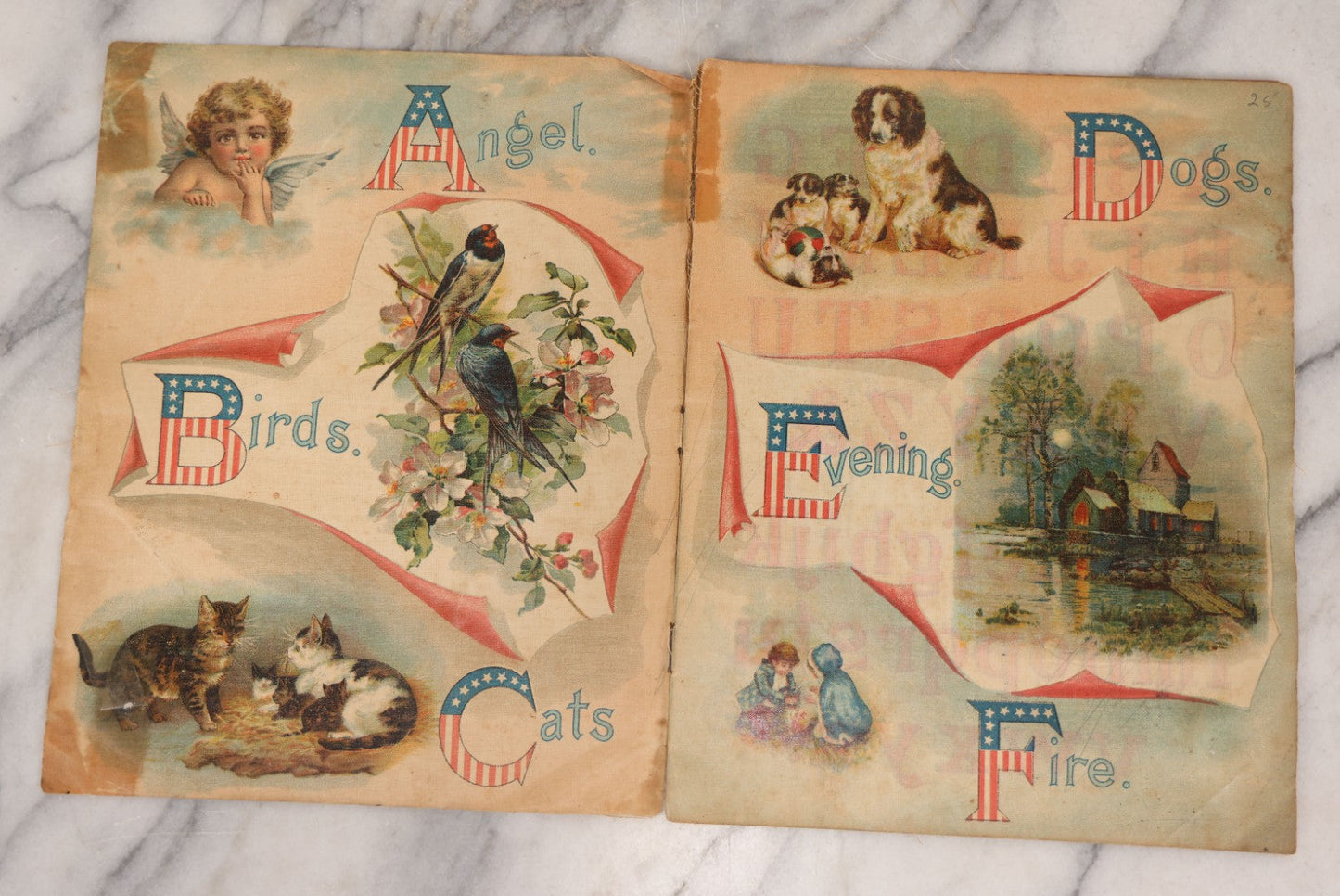 Lot 145 - "Starry Flag A.B.C." Antique Linen Children's Book, Published By McLoughlin Bros., New York, 1899, Spanish-American War Era Patriotic Theme