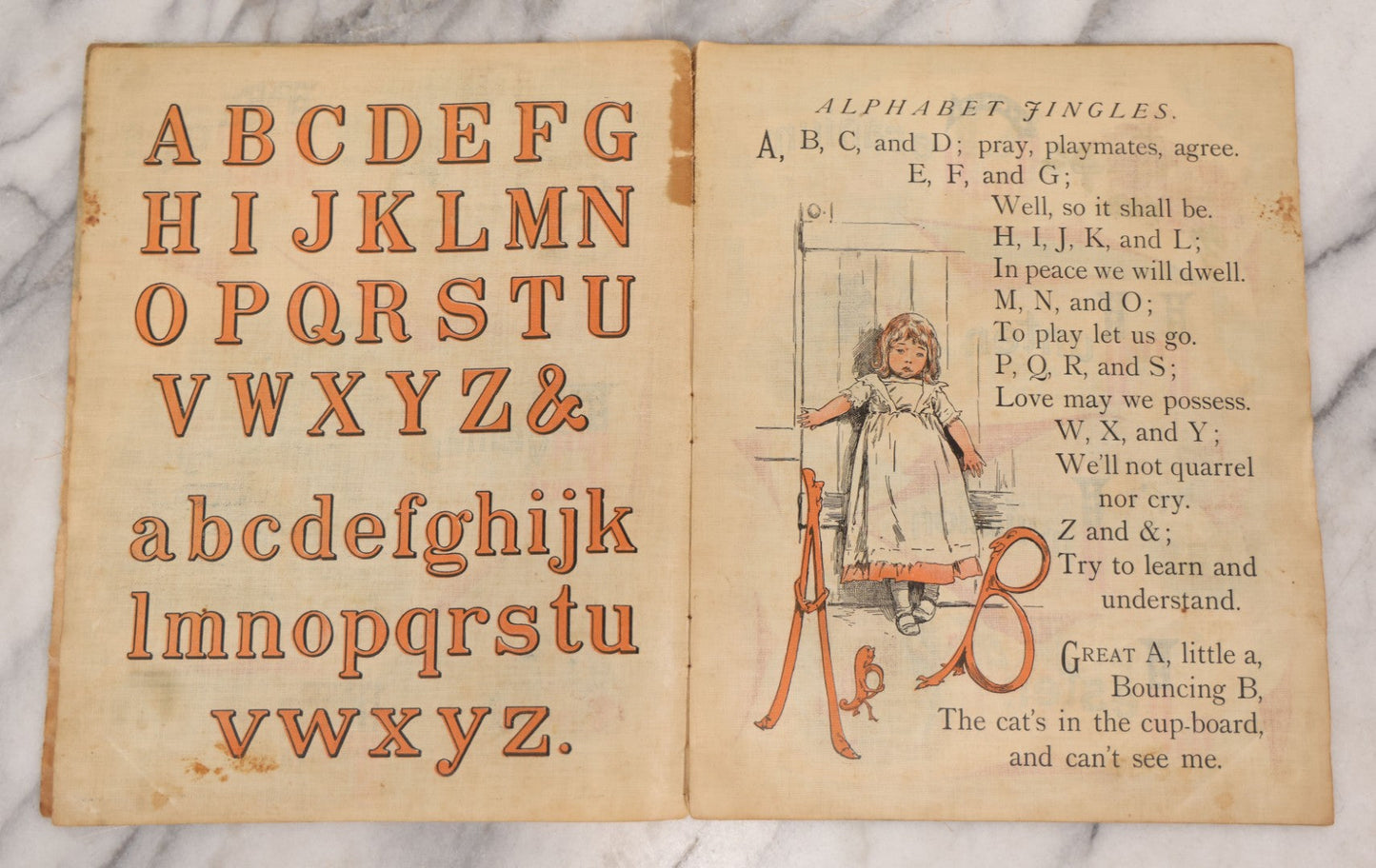Lot 145 - "Starry Flag A.B.C." Antique Linen Children's Book, Published By McLoughlin Bros., New York, 1899, Spanish-American War Era Patriotic Theme