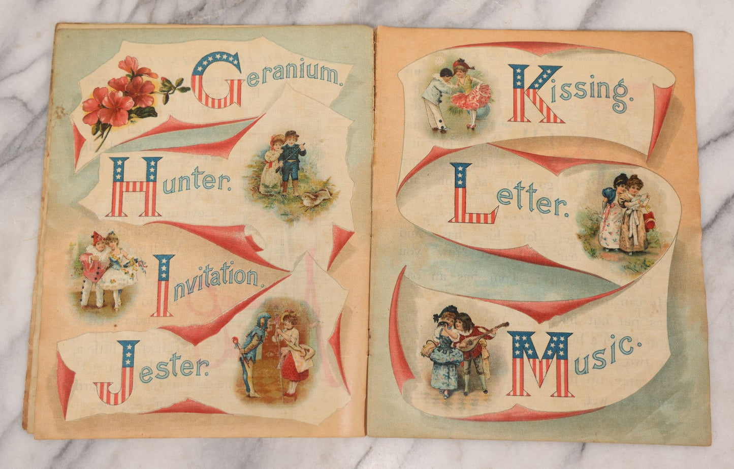 Lot 145 - "Starry Flag A.B.C." Antique Linen Children's Book, Published By McLoughlin Bros., New York, 1899, Spanish-American War Era Patriotic Theme