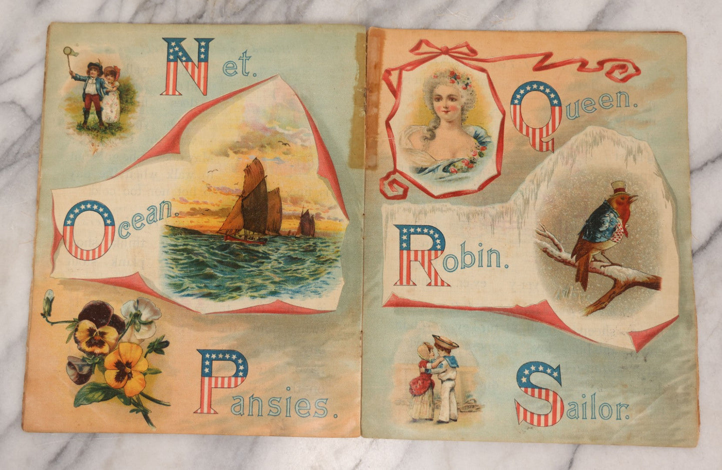 Lot 145 - "Starry Flag A.B.C." Antique Linen Children's Book, Published By McLoughlin Bros., New York, 1899, Spanish-American War Era Patriotic Theme