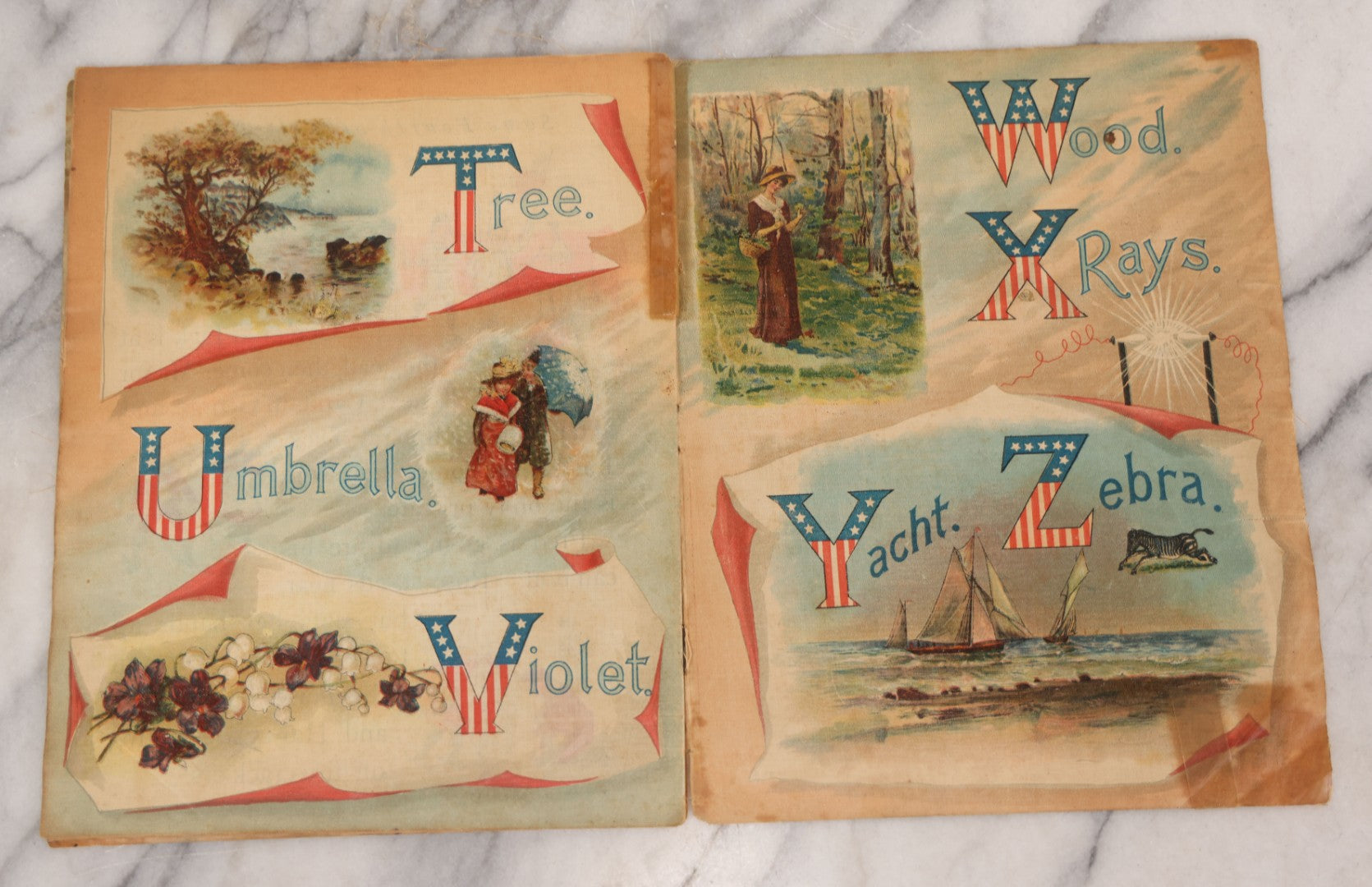 Lot 145 - "Starry Flag A.B.C." Antique Linen Children's Book, Published By McLoughlin Bros., New York, 1899, Spanish-American War Era Patriotic Theme