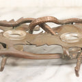 Lot 003 - Vintage Cast Bronze Inkwell And Desk Stand With Serpent And Leaf Motif, Marked P.G.Y. Dated 1927, Includes Glass Ink Cups, Original Patina
