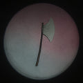 Lot 024 - Antique Hand Colored Odd Fellows I.O.O.F. Magic Lantern Glass Slide With Wood Holder, No. 8 The Axe, Manufactured By The Henderson-Ames Co., Kalamazoo, Michigan