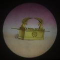 Lot 027 - Antique Hand Colored Odd Fellows I.O.O.F. Magic Lantern Glass Slide With Wood Holder, No. 11 The Ark, Manufactured By The Henderson-Ames Co., Kalamazoo, Michigan