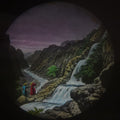 Lot 038 - Antique Hand Colored Odd Fellows I.O.O.F. Magic Lantern Glass Slide With Wood Holder, Special Second Degree No. 3, The Narrow Defile, Manufactured By The Henderson-Ames Co., Kalamazoo, Michigan