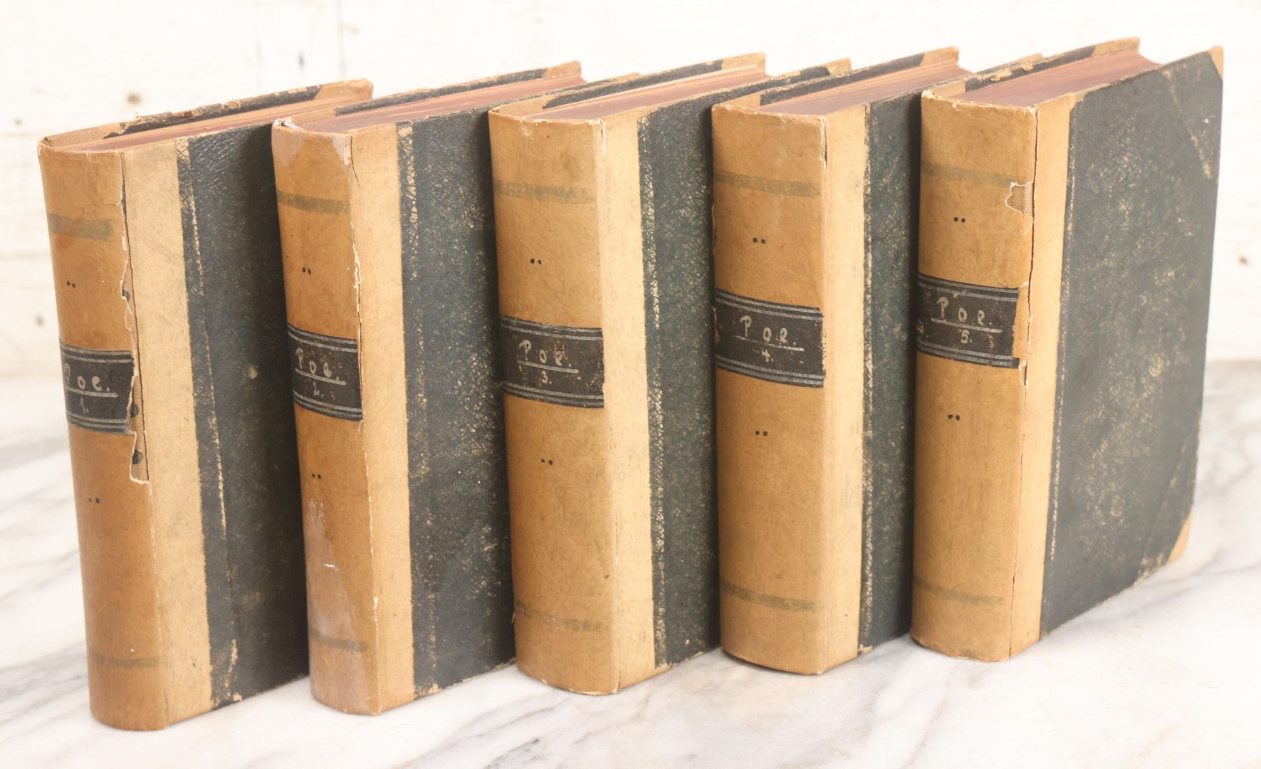 Lot 042 - Antique Set Of Five Edgar Allan Poe Works In German, “Edgar Allan Poe's Werke,” Published By J.C.C. Bruns' Verlag, Minden, Circa Early 20th Century