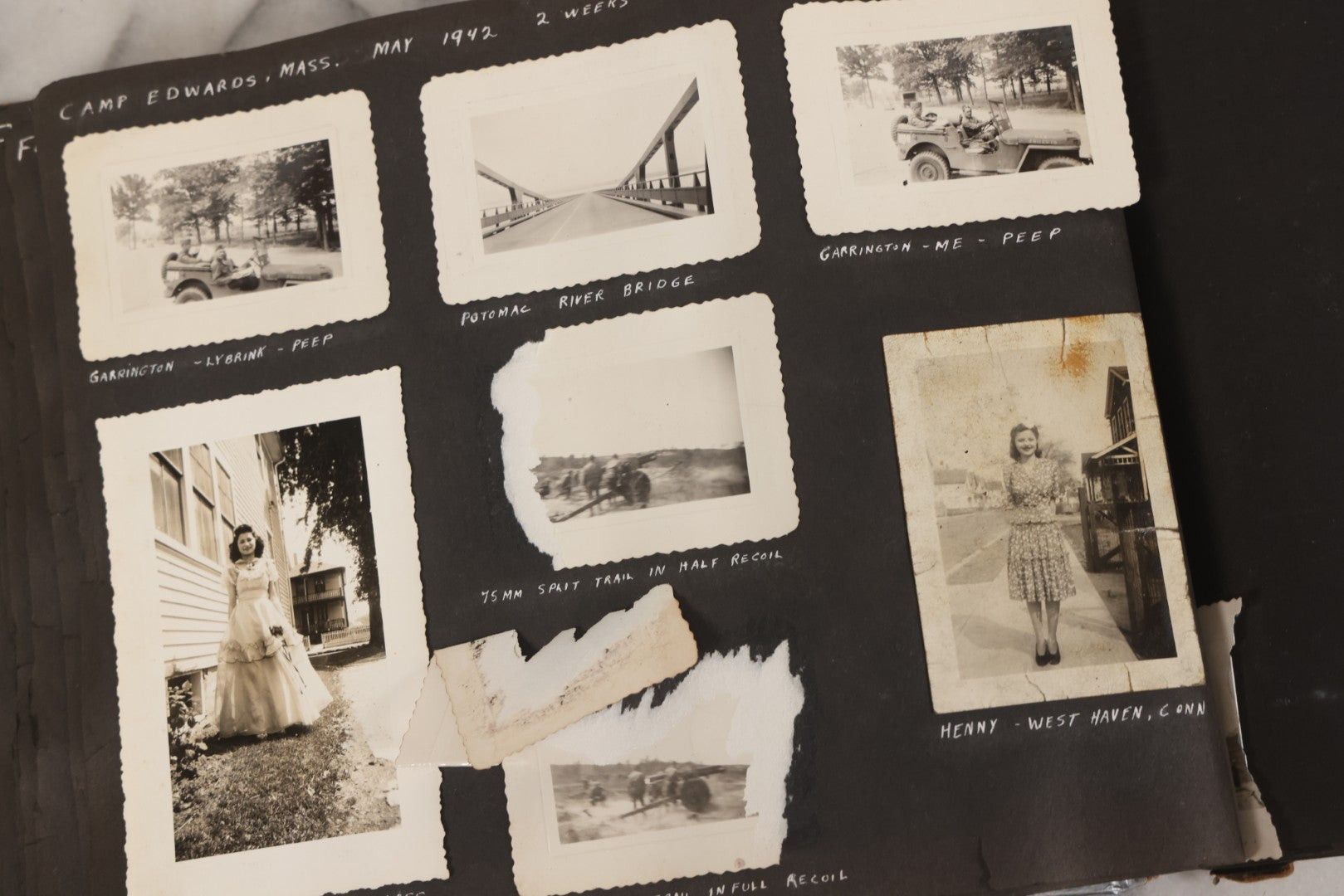 Lot 046 - Pair Of Vintage Snapshot Photo Albums Containing 600+ Photos Of Army National Guard Training & Life In The Lead Up To World War Two, 1938–1942, Albums Of Sgt. D.L. Dressler, With Notes Referencing Dec. 7, 1941 Pearl Harbor, Many Domestic Bases