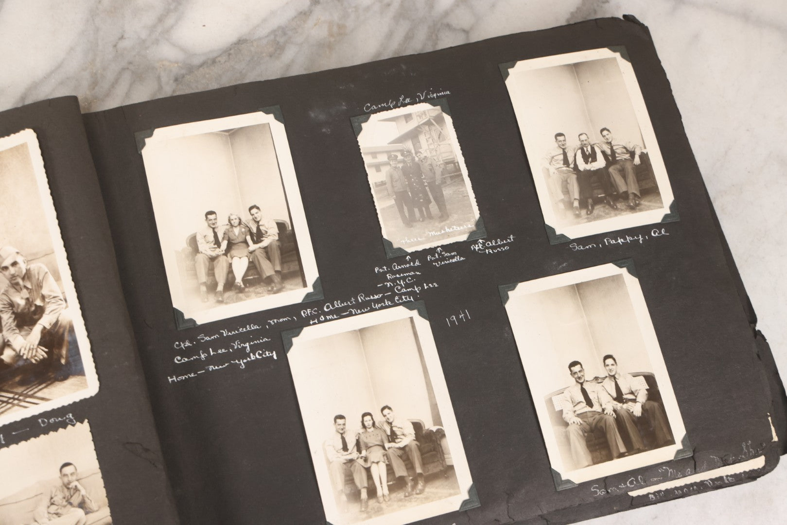 Lot 046 - Pair Of Vintage Snapshot Photo Albums Containing 600+ Photos Of Army National Guard Training & Life In The Lead Up To World War Two, 1938–1942, Albums Of Sgt. D.L. Dressler, With Notes Referencing Dec. 7, 1941 Pearl Harbor, Many Domestic Bases