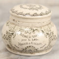 Lot 078 - Antique Roger & Gallet Paris France Ceramic Jar, "Crème De Savon Pour La Barbe" (Shaving Soap Cream), Black Transferware Decoration, 2-3/4" H