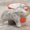 Lot 083 - Vintage Miniature Porcelain Elephant Match Holder With Orange Painted Dish, Marked Japan, 1-1/2" H