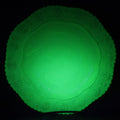 Lot 090 - Antique British Pale Green Pressed Marbled Uranium Glass Octagon Plate With Raised Flower Border And Scalloped Center, Glows Under Blacklight, 8-5/8" Diameter