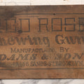 Lot 093 - Antique Adams & Sons Red Rose Chewing Gum Wooden Crate Front Fragment, Brooklyn, N.Y., 18-1/4" x 10-1/4"