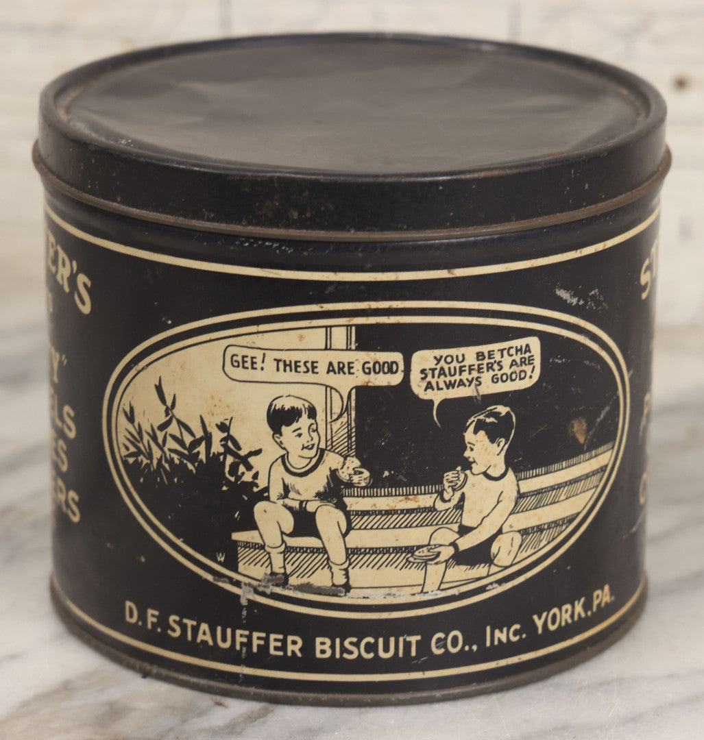 Lot 095 - Vintage D.F. Stauffer Biscuit Co. “Nif-Ty” Pretzels Cookies Crackers Tin, York, Pennsylvania, 5" H
