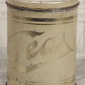 Lot 096 - Vintage Cream And Gold Stenciled Metal Tea Canister, 5-1/2" H
