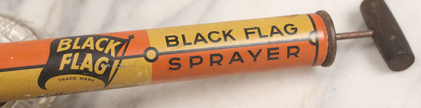 Lot 097 - Vintage Black Flag Glass Font Hand Pump Bug Sprayer