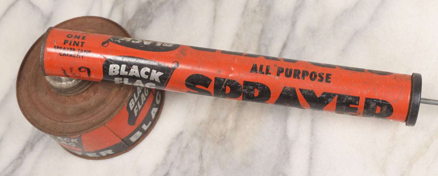 Lot 098 - Vintage Black Flag Metal Font Hand Pump Bug Sprayer