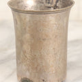 Lot 103 - Antique Silverplate Drinking Cup Engraved “Gold And Silver Don't Mature Me, But A Sip Doesn't Fool Me” In English / German