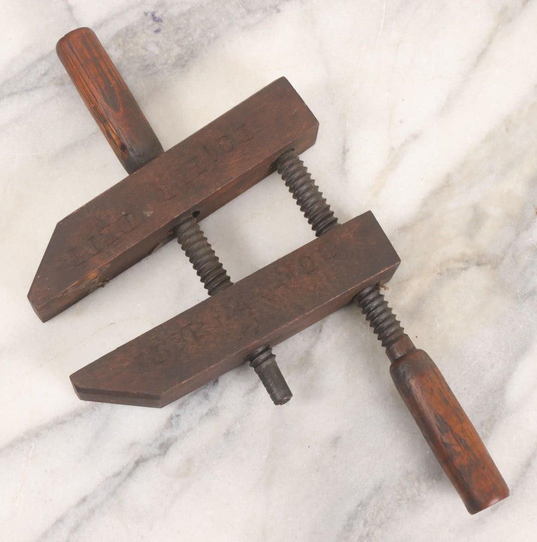 Lot 107 - Pair Of Antique Narragansett Machine Co. Model No. 815 Small Woodworking Clamps, Providence, R.I., Stamped “Boiler Dept.”