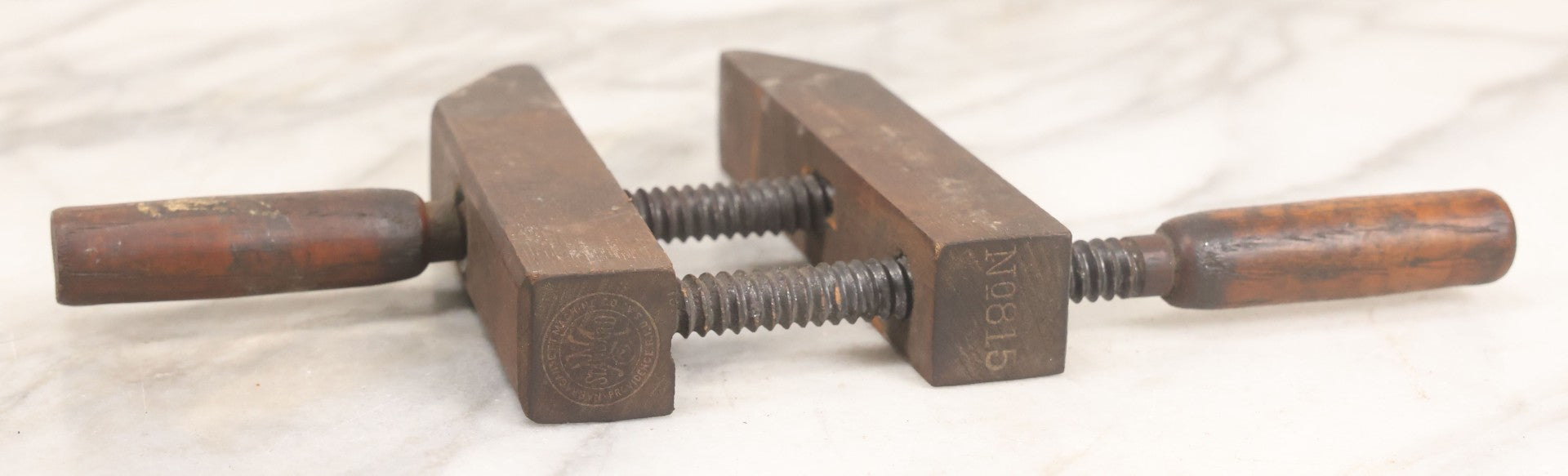 Lot 107 - Pair Of Antique Narragansett Machine Co. Model No. 815 Small Woodworking Clamps, Providence, R.I., Stamped “Boiler Dept.”