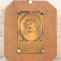 Lot 110 - Vintage Wood Religious Wall Plaque With Metal Plate Of Jesus With Crown Of Thorns And Prayer Inscription, 5" x 6"