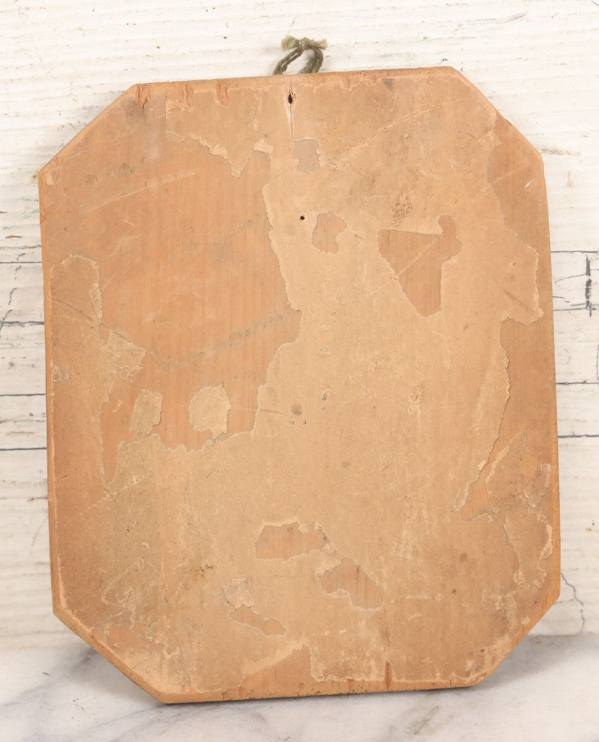 Lot 110 - Vintage Wood Religious Wall Plaque With Metal Plate Of Jesus With Crown Of Thorns And Prayer Inscription, 5" x 6"