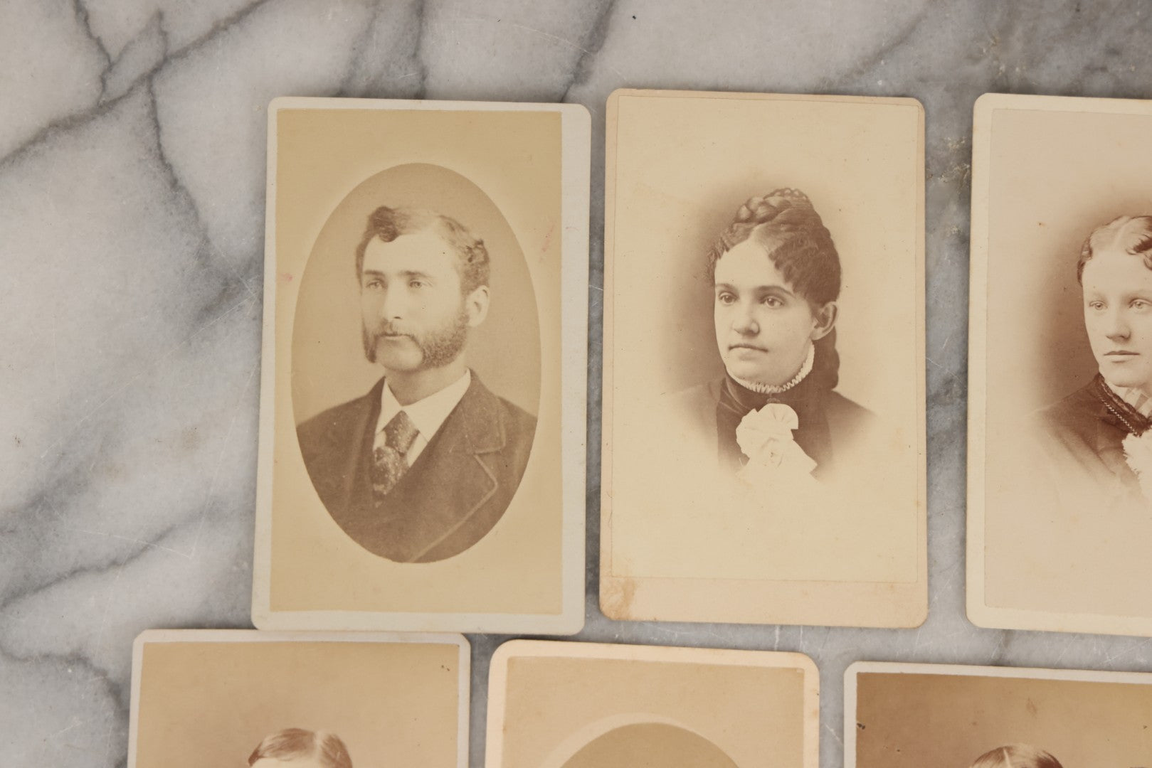 Lot 132 - Grouping Of Thirteen Antique Carte De Visite C.D.V. Photographs, Including Kimball Bros., Photographers
