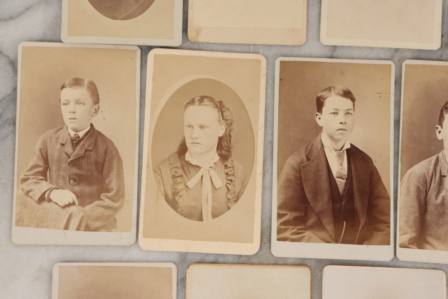 Lot 132 - Grouping Of Thirteen Antique Carte De Visite C.D.V. Photographs, Including Kimball Bros., Photographers