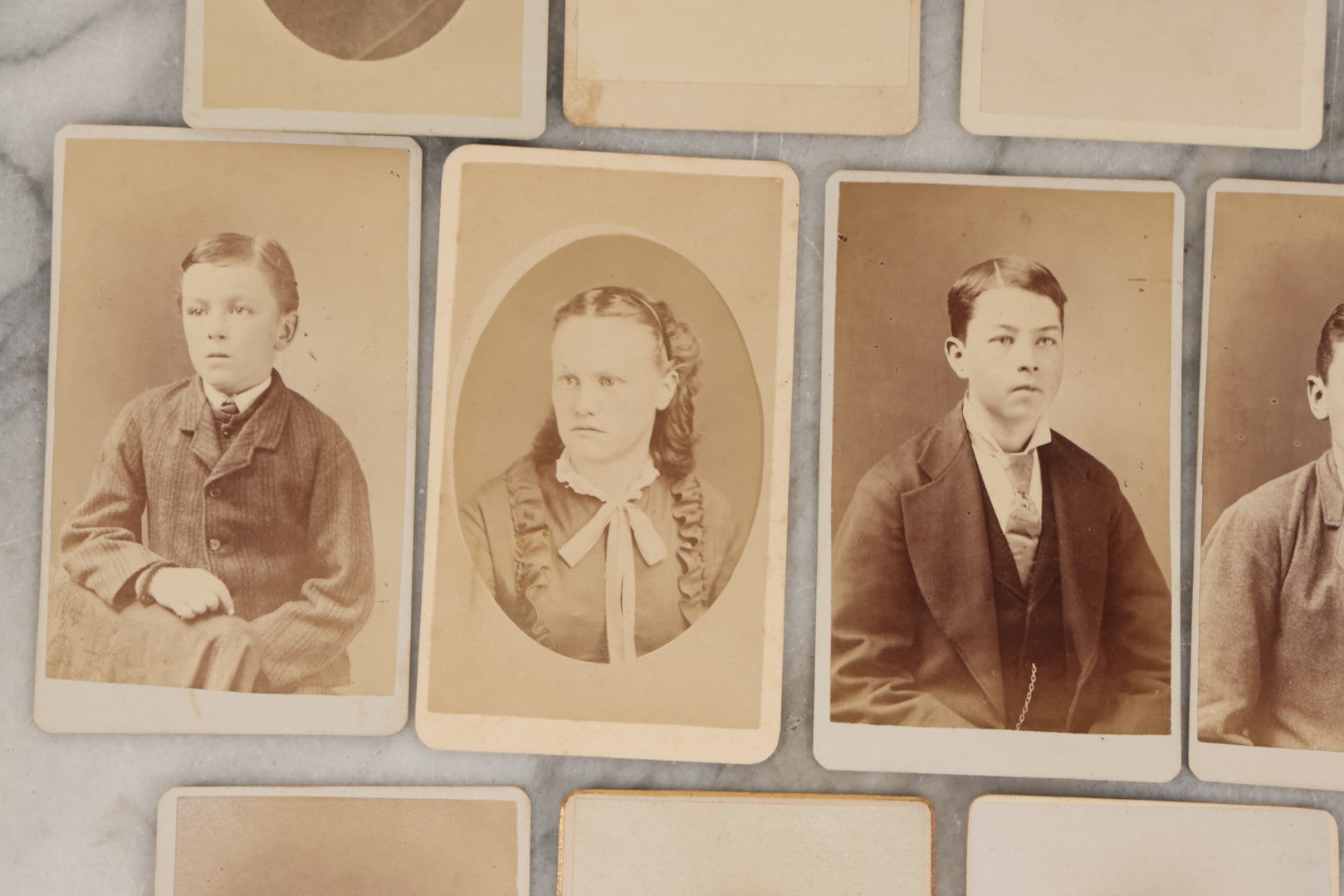 Lot 132 - Grouping Of Thirteen Antique Carte De Visite C.D.V. Photographs, Including Kimball Bros., Photographers